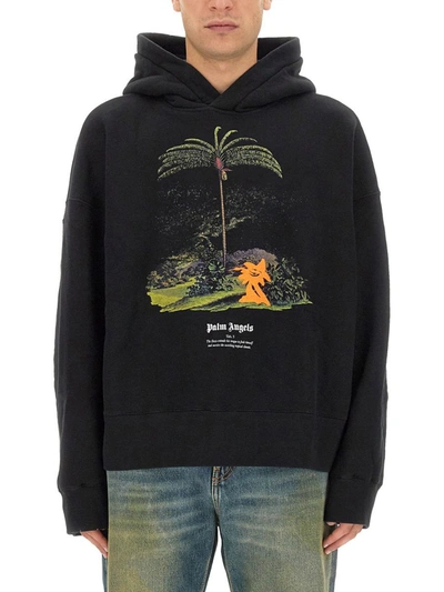 Shop Palm Angels Enzo Sweatshirt From The Tropics In Black