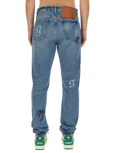 Shop Palm Angels Five-pocket Jeans In Blue