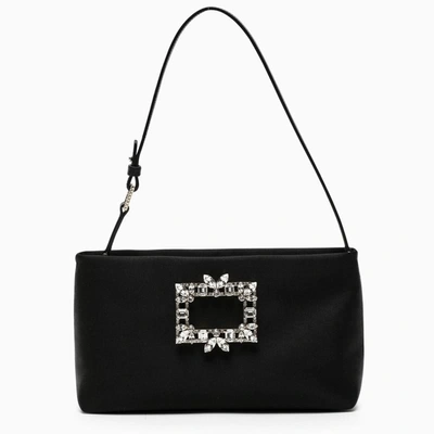 Shop Roger Vivier Satin Mini Rv Nightlily Bag In Black