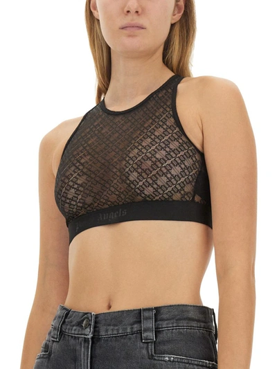 Shop Palm Angels Lace America Top In Black