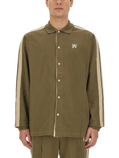 Shop Palm Angels Monogram Shirt In Military Green