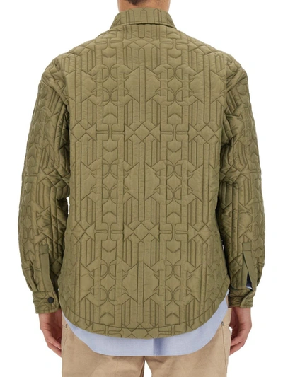 Shop Palm Angels Monogram Shirt In Military Green