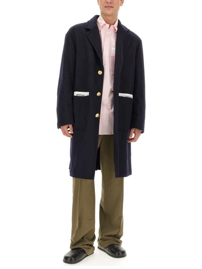 Shop Palm Angels Tailored Coat In Blue