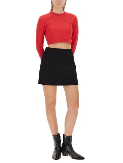 Patou Red Solid Crew Neck Sweater In Red