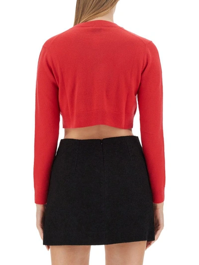 Patou Red Solid Crew Neck Sweater In Red
