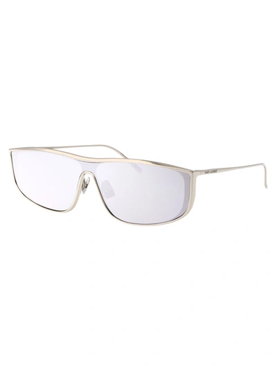 Shop Saint Laurent Sunglasses In 003 Silver Silver Silver