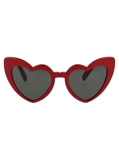 Shop Saint Laurent Sunglasses In 002 Red Red Grey