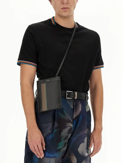 Shop Paul Smith "signature Stripe" Shoulder Bag In Black