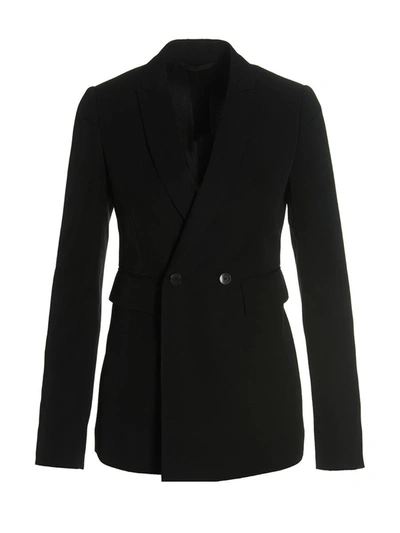 Shop Sapio Double Breast Blazer Jacket In Black