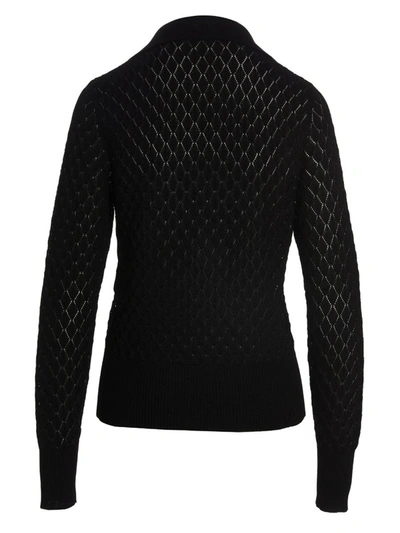 Sapio Diamond Pattern Knit Polo Shirt In Black