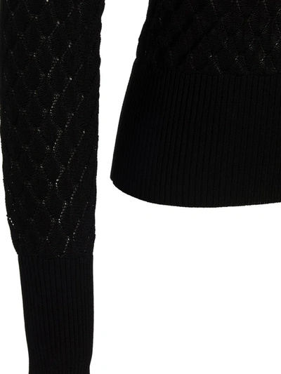 Sapio Diamond Pattern Knit Polo Shirt In Black