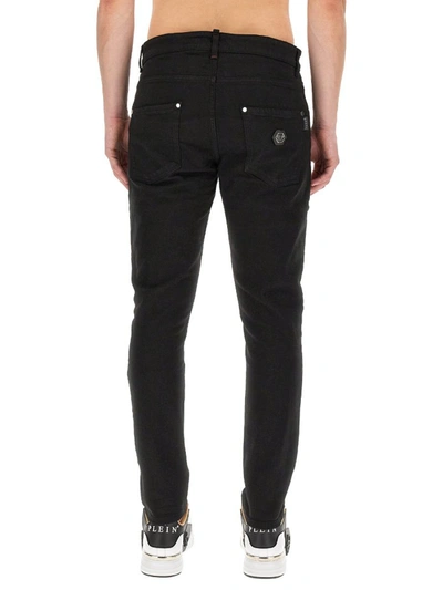 Shop Philipp Plein Slim Fit Jeans In Black