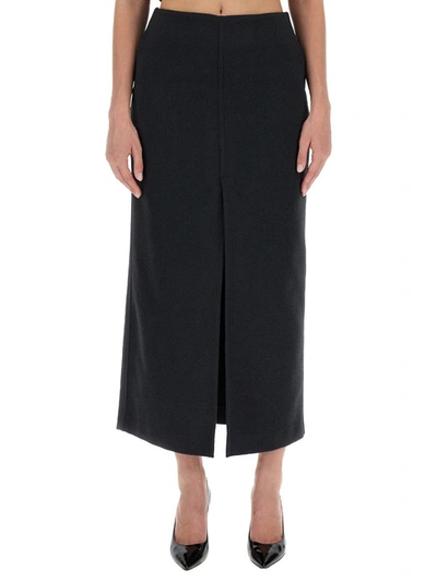 Shop Philosophy Di Lorenzo Serafini Long Flared Skirt In Grey