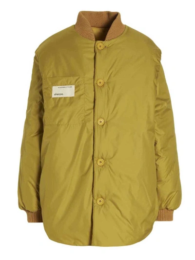 Shop Sherpa 'gang' Reversible Bomber Jacket In Yellow