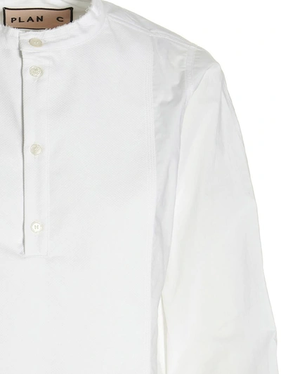 Shop Plan C 'plastron' Piqué Shirt In White