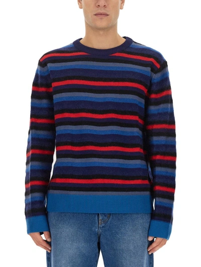 Shop Ps By Paul Smith Ps Paul Smith Jersey With Stripe Pattern In Blue