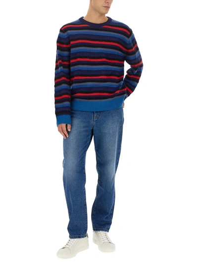 Shop Ps By Paul Smith Ps Paul Smith Jersey With Stripe Pattern In Blue