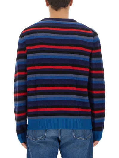 Shop Ps By Paul Smith Ps Paul Smith Jersey With Stripe Pattern In Blue