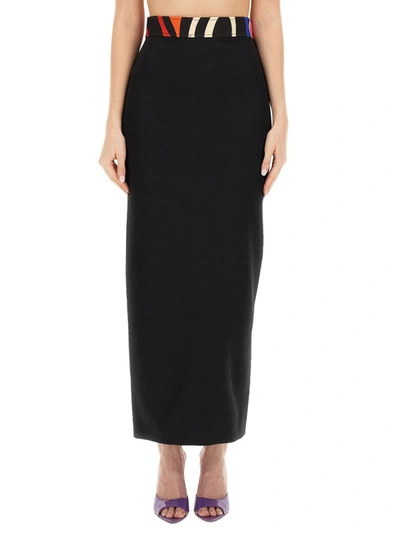 Shop Pucci Crepe Skirt In Black