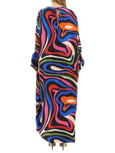 Shop Pucci Kaftan With Logo Print In Multicolour