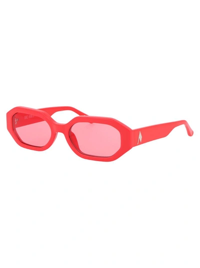 Shop Attico The  Sunglasses In Coral/silver/pink