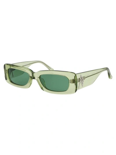 Shop Attico The  Sunglasses In Lime/silver/green