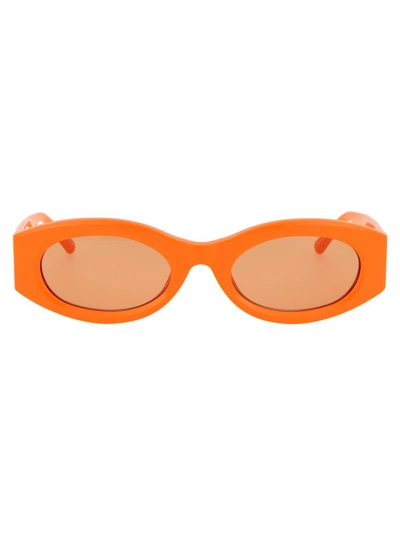 Shop Attico The  Sunglasses In Orange/silver/orange