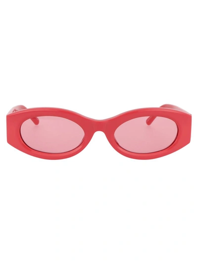Attico Berta Oval Acetate Sunglasses In Coral/silver/pink