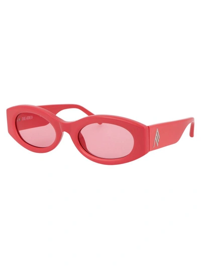 Attico Berta Oval Acetate Sunglasses In Coral/silver/pink