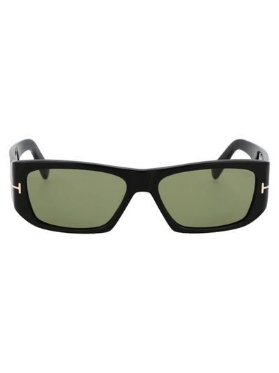 Shop Tom Ford Sunglasses In 01n Nero Lucido / Verde