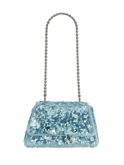 Shop Self-portrait Mini Bag With Bow In Azure