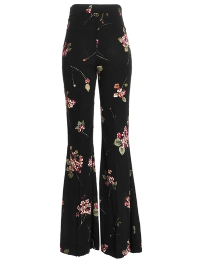 Shop Twinset Floral Trousers In Black