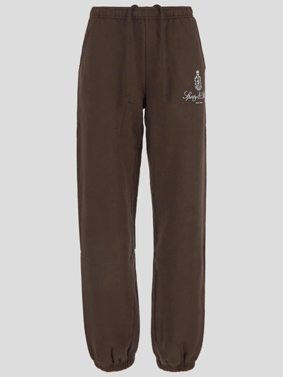 Shop Sporty And Rich Sporty & Rich Cotton Sweatpants In Chocolate White