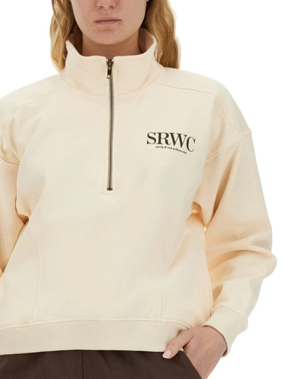 Shop Sporty And Rich Sporty & Rich Sweatshirt With Logo In Ivory