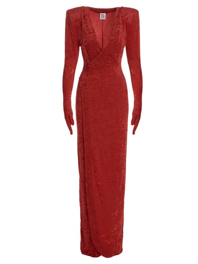 Shop Vetements 'crocy' Long Dress In Red