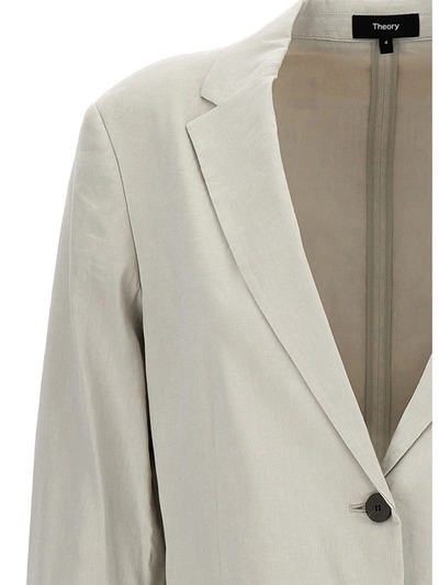 Shop Theory Single-breasted Blazer Jacket In Beige
