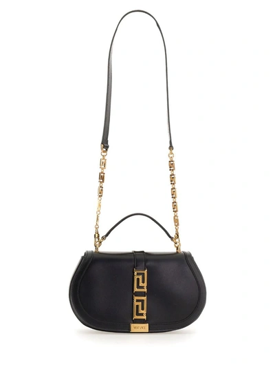 Shop Versace Greek Goddess Bag In Black