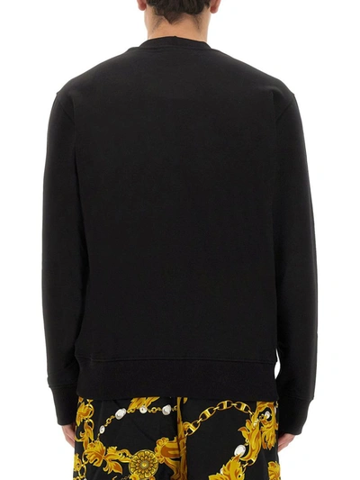 Shop Versace Jeans Couture "v-emblem" Sweatshirt In Black