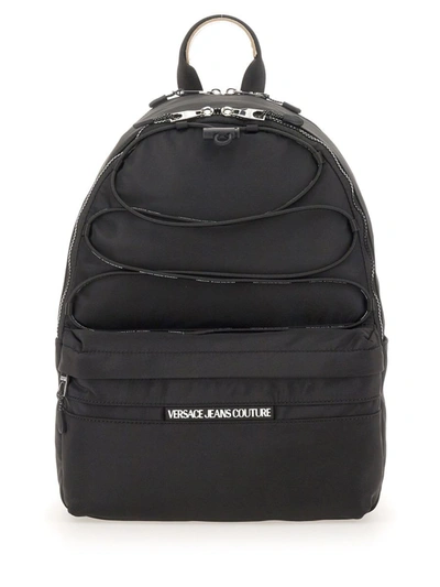 Shop Versace Jeans Couture Backpack With Logo In Black