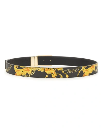 Shop Versace Jeans Couture Leather Belt In Black