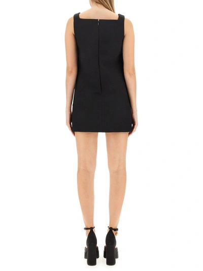 Versace Cavalry Viscose Twill Mini Dress In Black