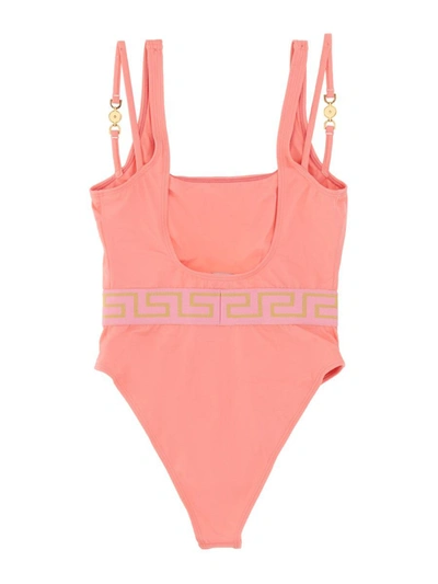 Shop Versace One Piece Swimsuit With Medusa Greca Border '95 In Pink