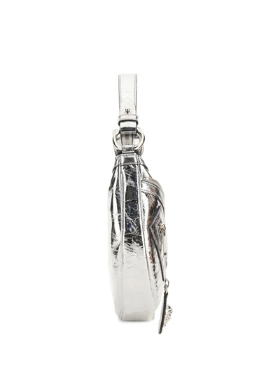 Shop Versace Repeat Small Hobo Bag In Silver