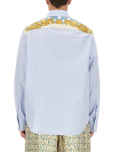 Shop Versace Seashell Baroque Striped Shirt In Multicolour