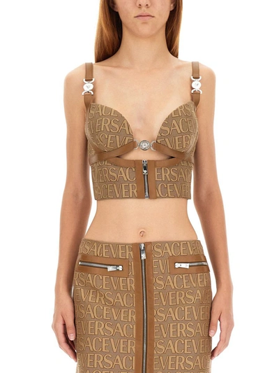 Shop Versace Top A Bust. In Brown