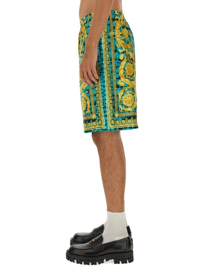 Shop Versace Twill Bermuda Shorts In Multicolour