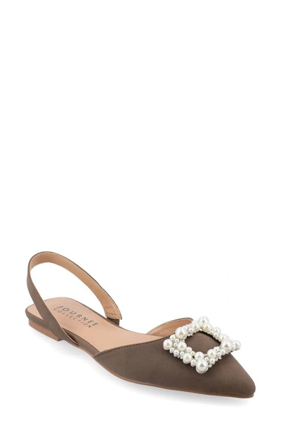 Shop Journee Collection Hannae Slingback Flat In Brown