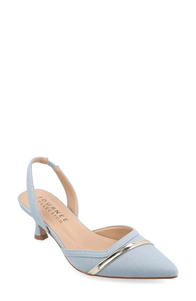 Shop Journee Collection Nellia Slingback Pointed-toe Pump In Denim