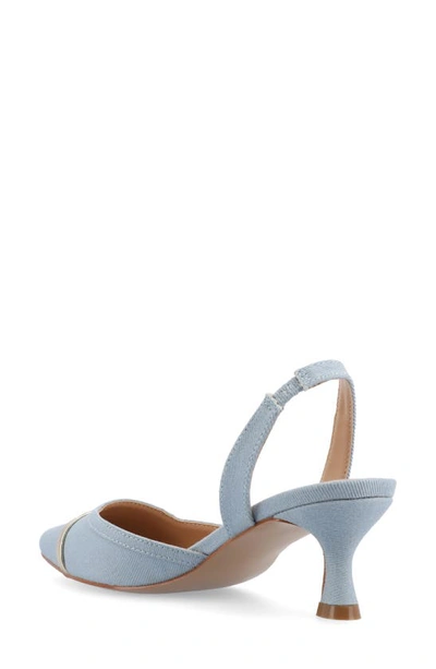 Journee Collection Women's Nellia Wide Width Slingback Kitten Heel Pumps In Denim