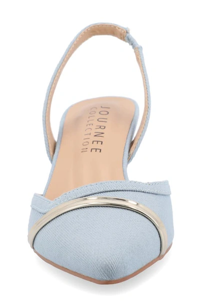 Journee Collection Women's Nellia Wide Width Slingback Kitten Heel Pumps In Denim